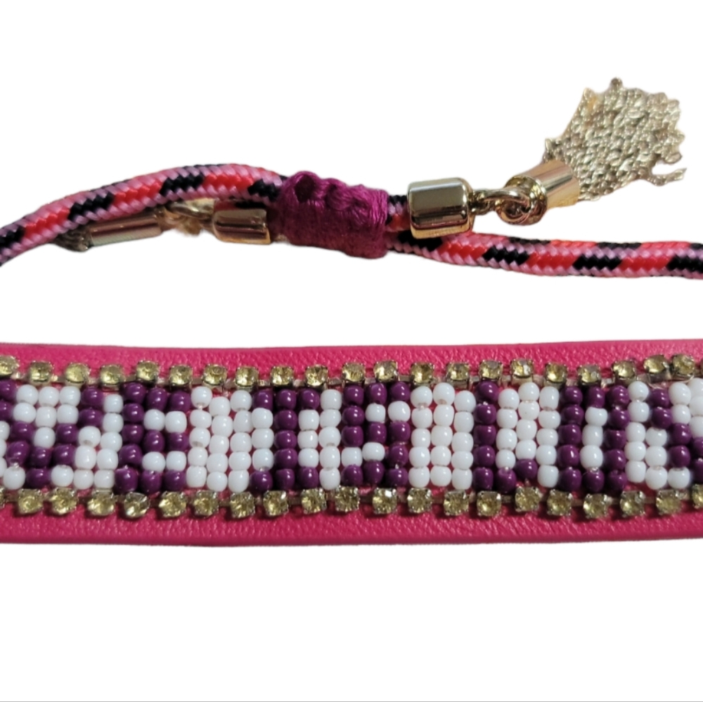 Rebecca Minkoff Love Is Love Seed Bead Bracelet (Fuchsia Multi) RETAIL $78 - Picture 4 of 5